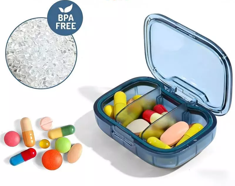 Hộp chia thuốc mini tặng kèm, chất liệu BPA free